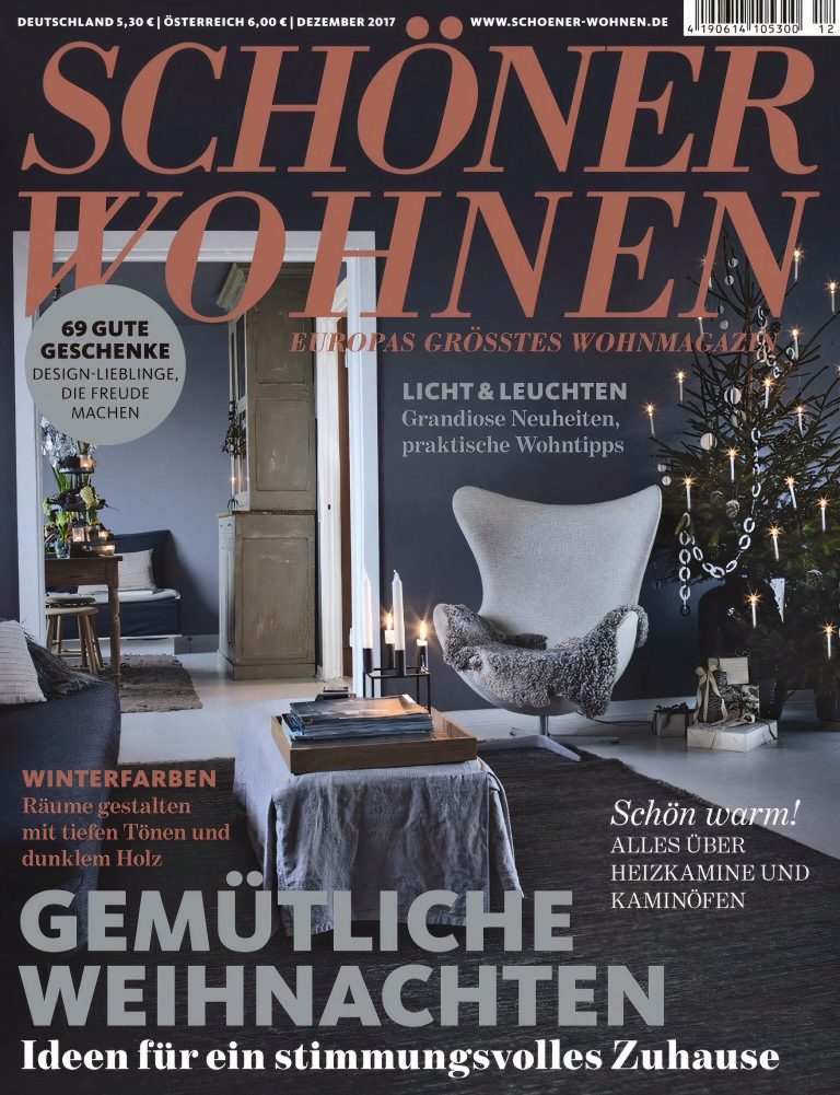 PEAM presse Schöner Wohnen<br />
12 / 2017<br />
Text: Juliane Zimmer <br />
Foto: Morten Holtum <br />
Fotoproduktion: Lykke Foged 