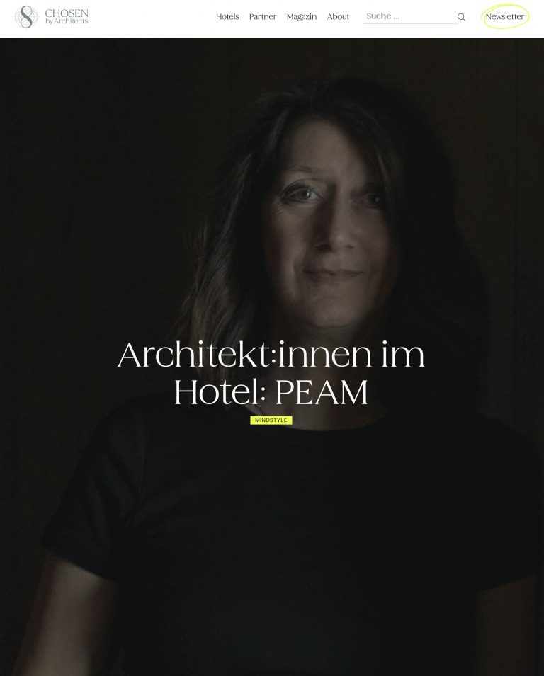 PEAM presse Chosen by&nbsp;Architects<br />
02/2025<br />
Foto: M. Bridts<br />
Text: Regine Geibel